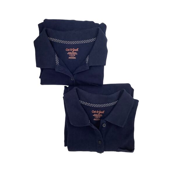Cat & Jack Navy Blue Short Sleeve Uniform Polo Dress Bundle Pleated Large 10/12 - Picture 1 of 8